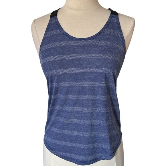 Nike Women's Blue Black Striped Racerback Tank Top XS Lightweight Athletic‎ - Picture 2 of 6